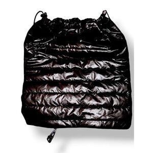 Top Trenz Hip Black Puffer Backpack With Stars Strap Black Glossy